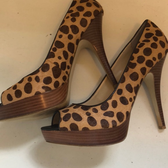 Enzo Angiolini heels. Leather w/ real fur. Sz 10 - Picture 4 of 5